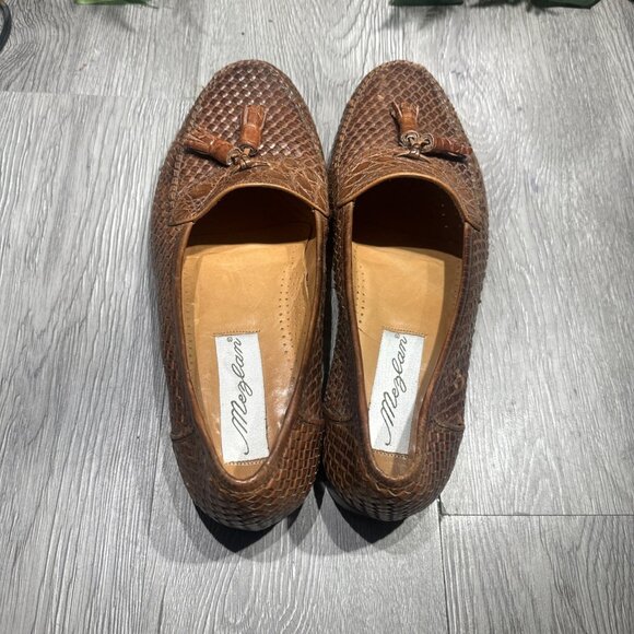 Vintage Mezlan Exotic Brown Crocodile Dress Shoes Mens 10.5 Tassel Loafers Spain main image 4